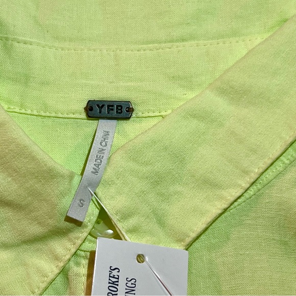 YOUNG FABULOUS & BROKE Linen Blend Sand Dollar Mini Shirt Dress Small Aloe - Picture 7 of 10